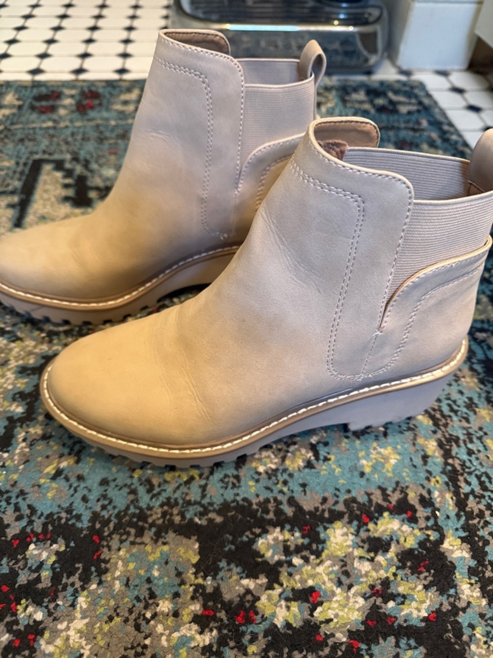 DV by Dolce Vita Light Taupe Wedge Chelsea Booties